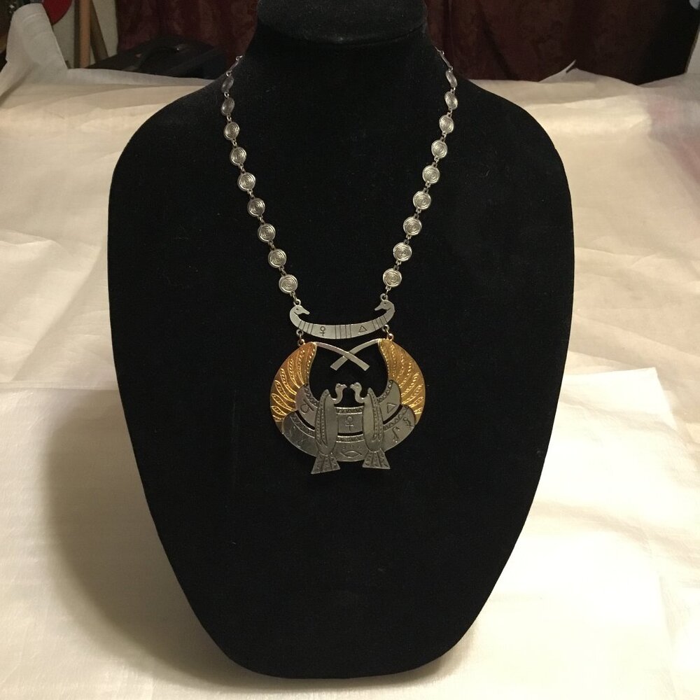 Vintage ART Arthur Pepper Egyptian Revival Vulture Goddess Necklace